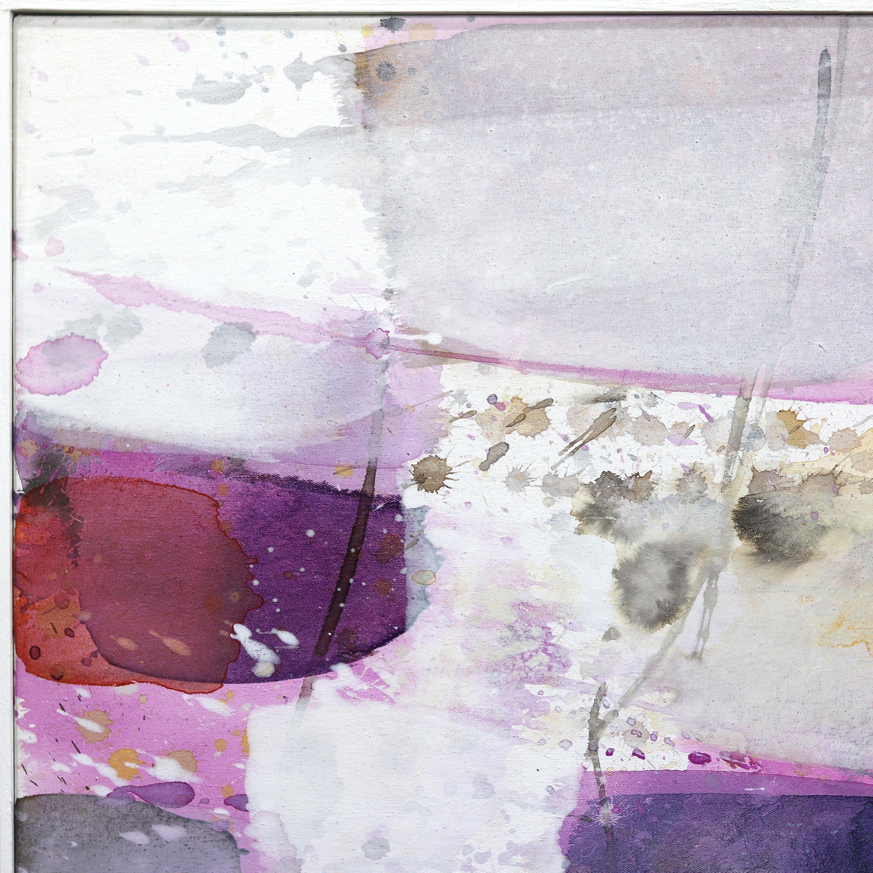 5816 - Quadro astratto a strati rosa e viola di grandi dimensioni in vendita 4