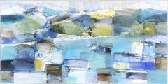 Mountain Lake - Blue Layered Abstract Colorfield Landscape Painting