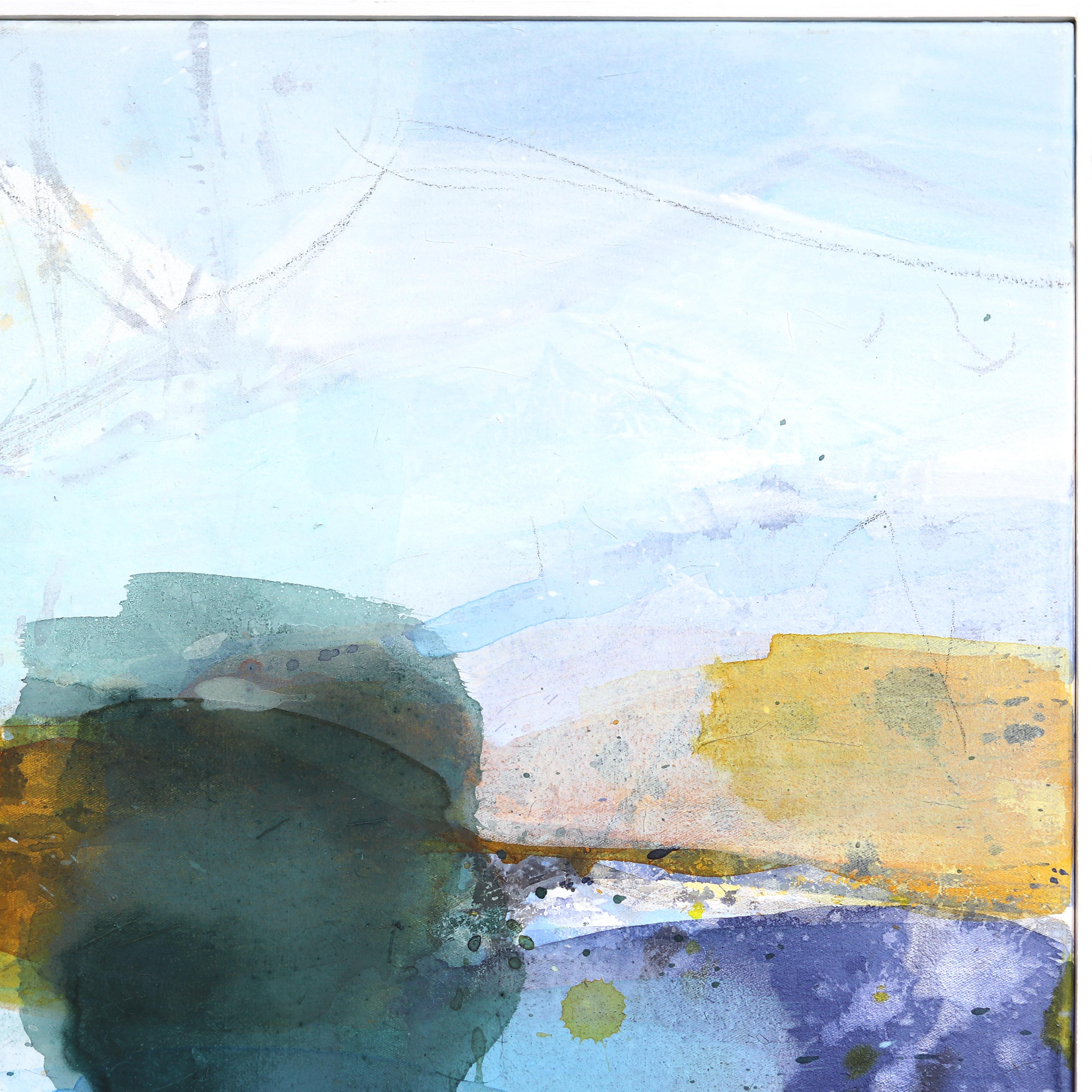 Mountain River - Large Blue and Green Layered Abstract Colorfield Painting For Sale 1