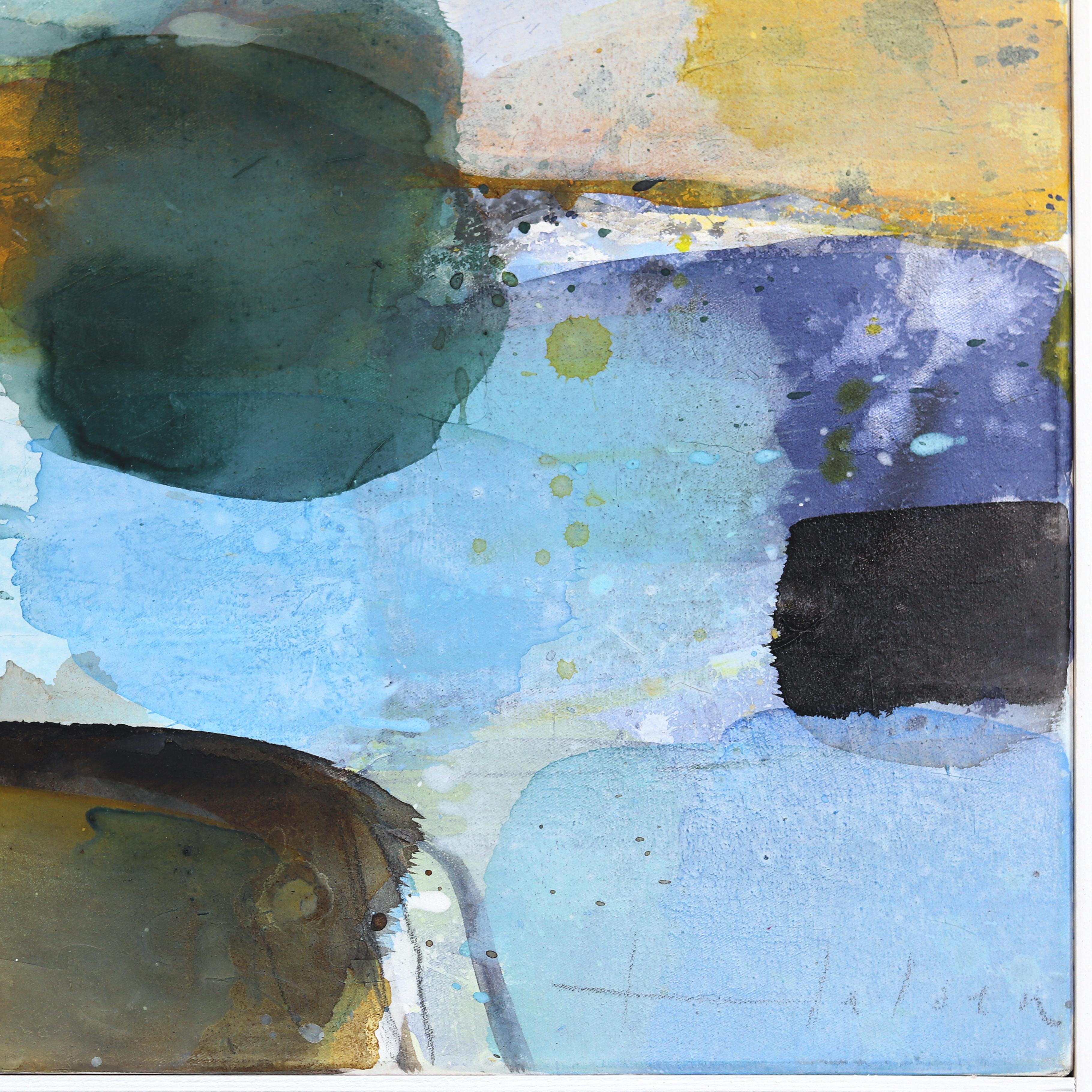 Mountain River - Large Blue and Green Layered Abstract Colorfield Painting For Sale 6