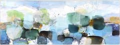 Mountain River - Large Blue and Green Layered Abstract Colorfield Painting