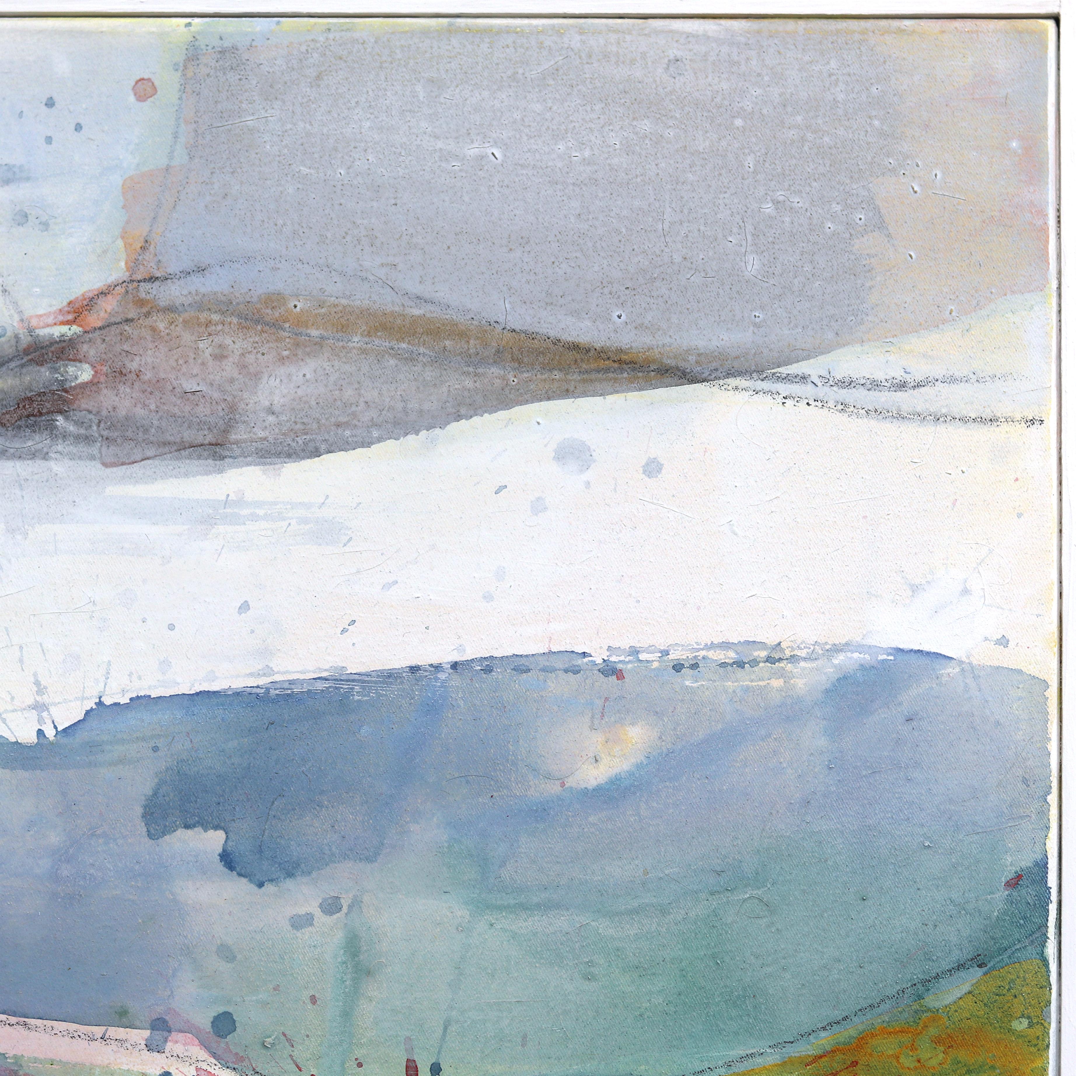 Paisaje místico - Pintura escénica abstracta en capas de gran tamaño con campo de color - Painting Abstracto de Greet Helsen