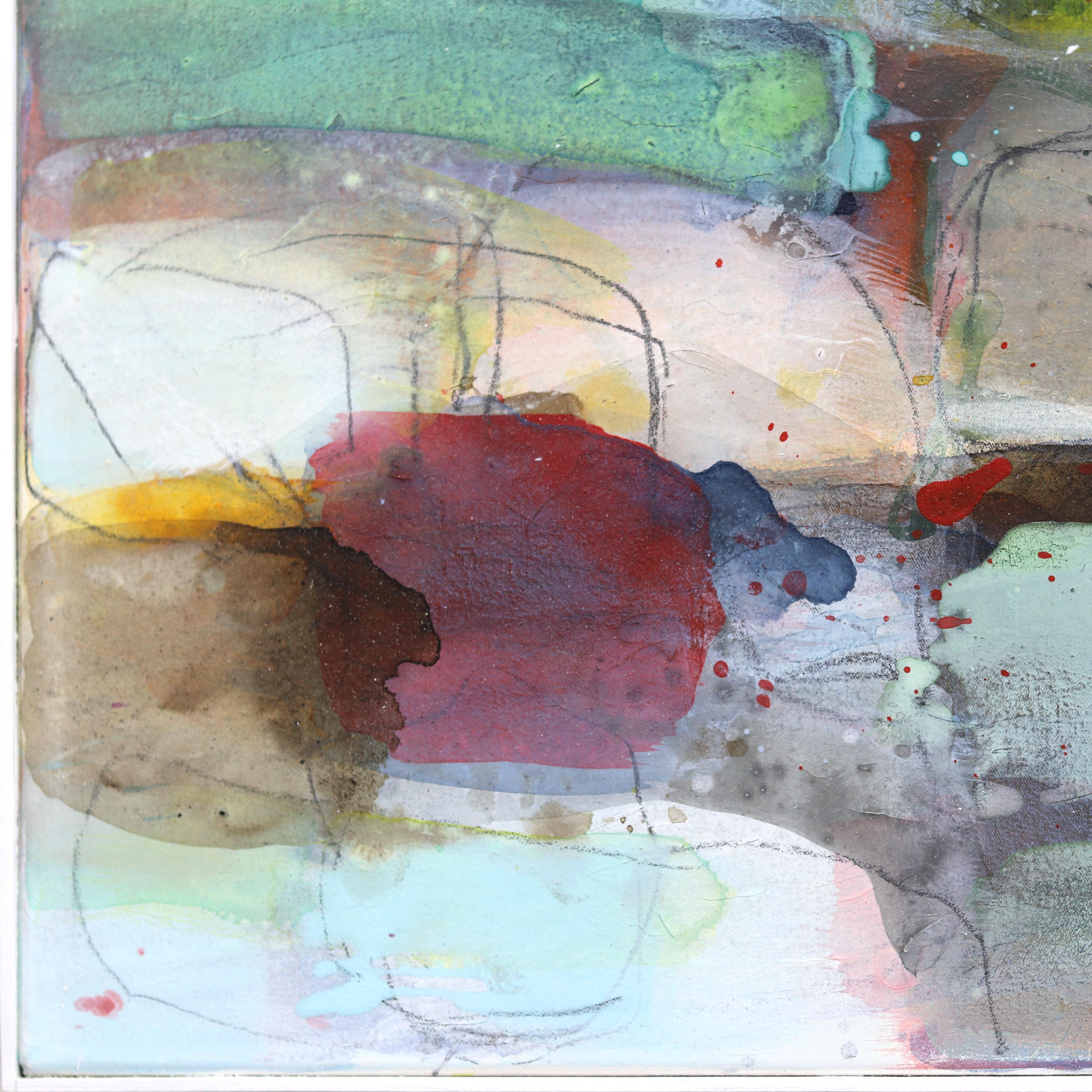 Paisaje místico - Pintura escénica abstracta en capas de gran tamaño con campo de color en venta 2