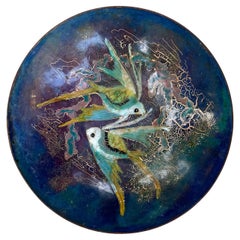 Greet van der Wens " Angel Fish " Enamel on Copper Bowl, Holland, 1950's