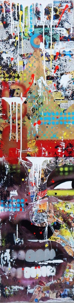 All Work No Play, Mixed Media on Wood Panel