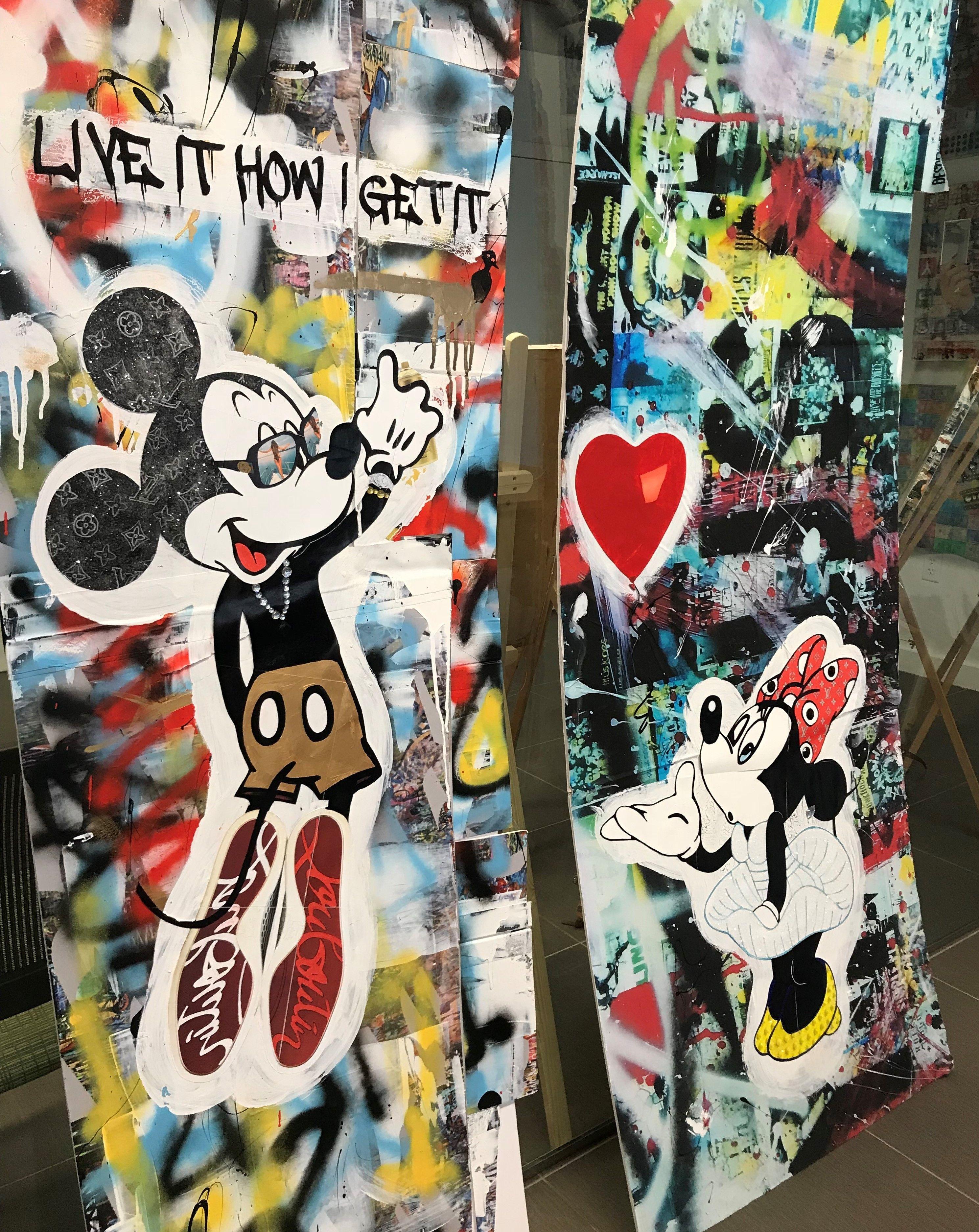 Mickey and Minnie, Mixed Media on Other - Mixed Media Art by Greg Beebe