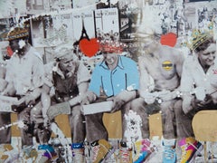 NYC Lunchin, Mixed Media on Wood Panel