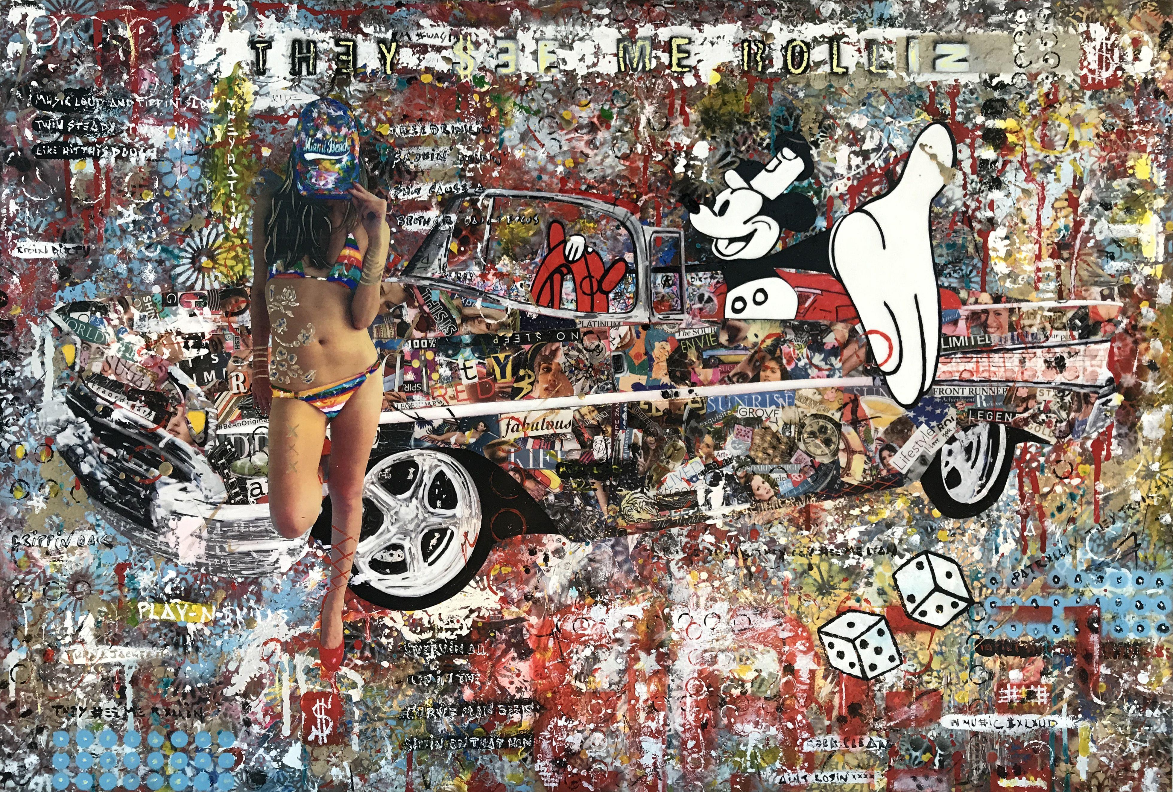 Rollin, Mixed Media on Wood Panel - Mixed Media Art by Greg Beebe