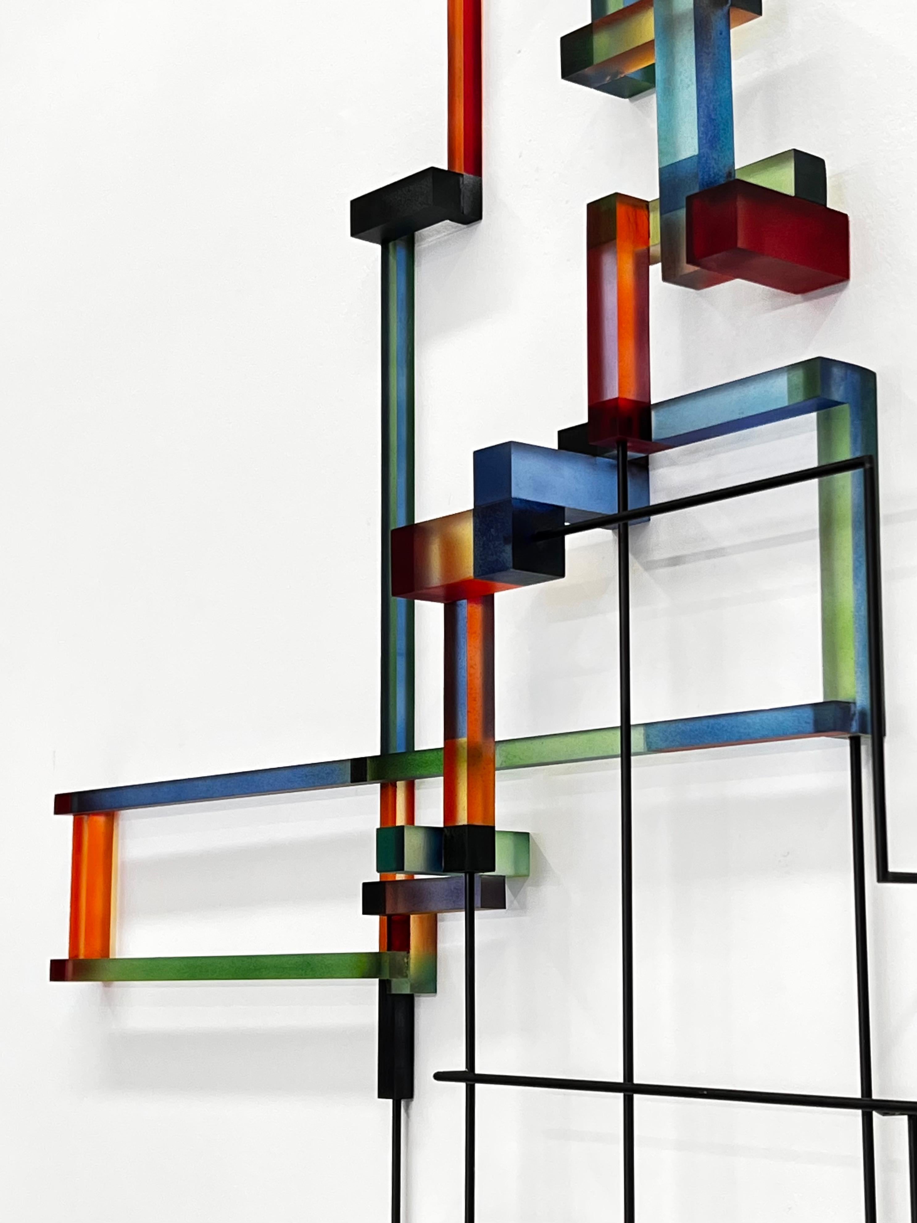 Sculpture géométrique abstraite contemporaine et moderne Henri - Gris Abstract Sculpture par Greg Chann