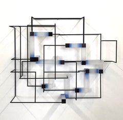 Sculpture géométrique abstraite contemporaine moderne « Trans Blue »