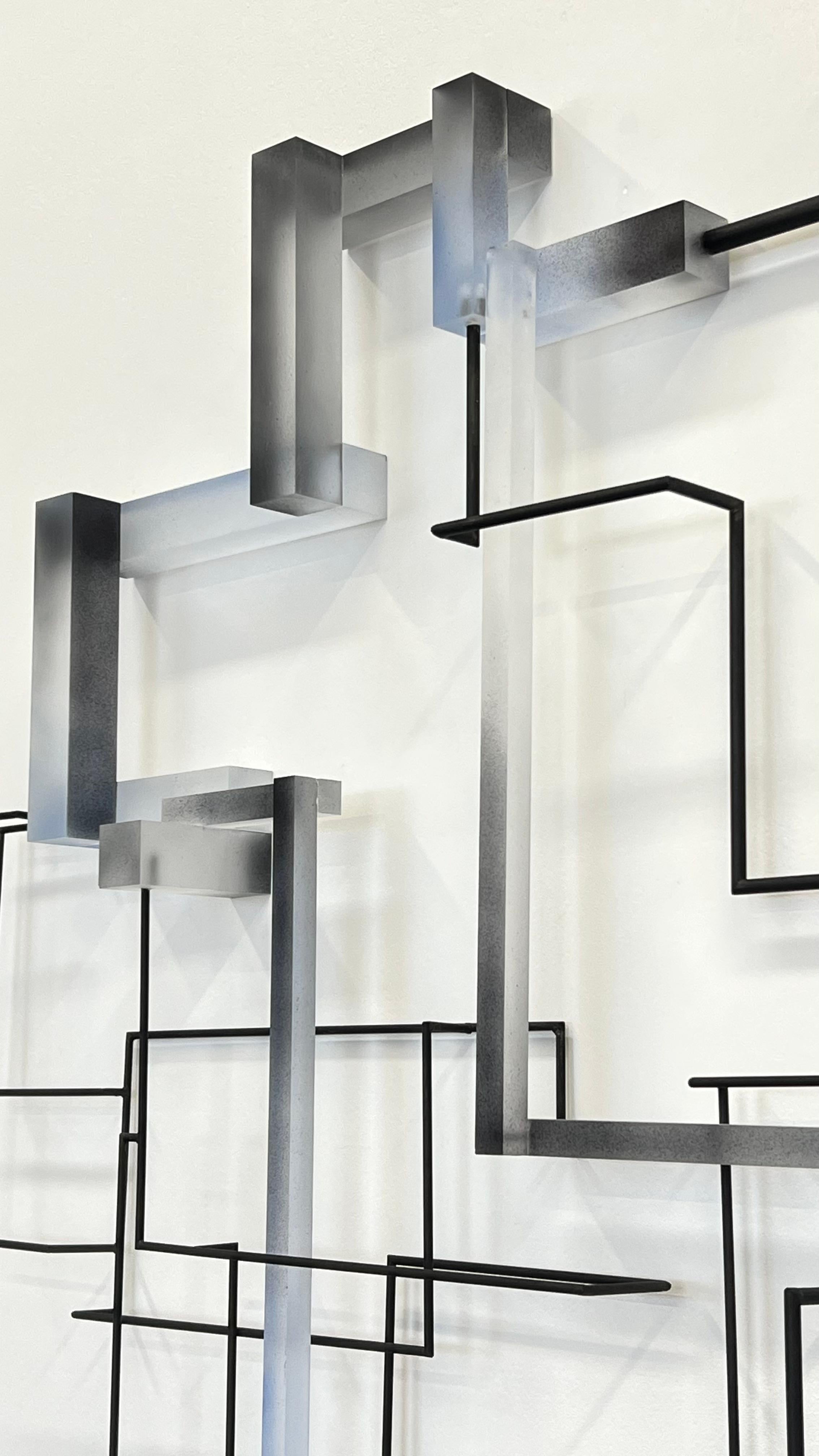 Vanguard : contemporary modern abstract geometric sculpture - Gray Abstract Sculpture by Greg Chann