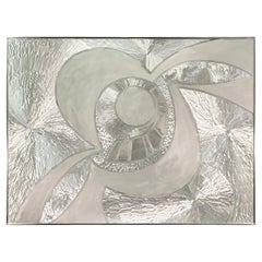 Greg Clark – Silver Swirls, Mid-Century Modern Wall Sculpture Mixed-Metal Art