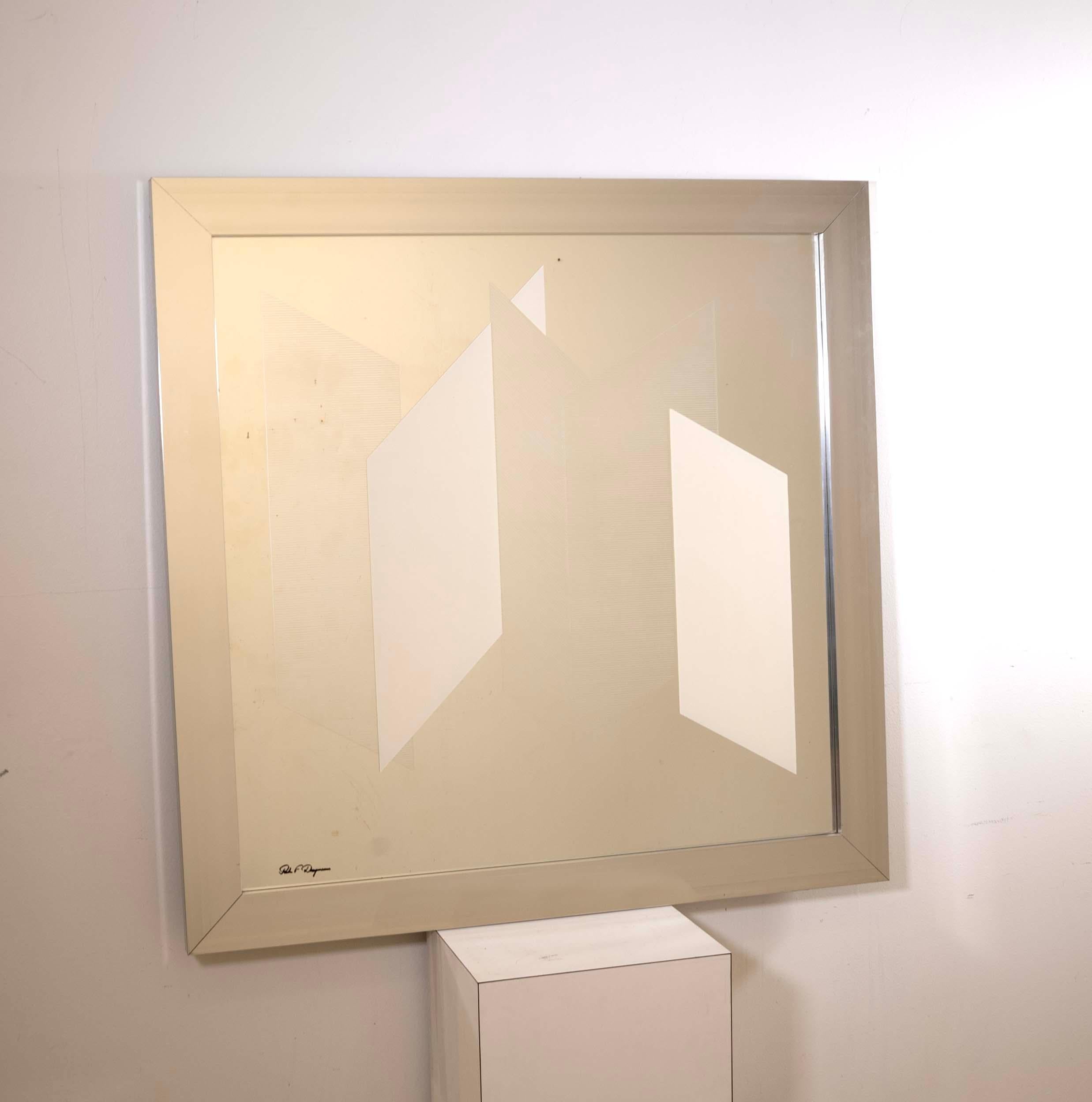 Greg Copeland #633 Signiert Moderne Geometrische Op Art Space Age Spiegel Gerahmt 1970er (Ende des 20. Jahrhunderts) im Angebot