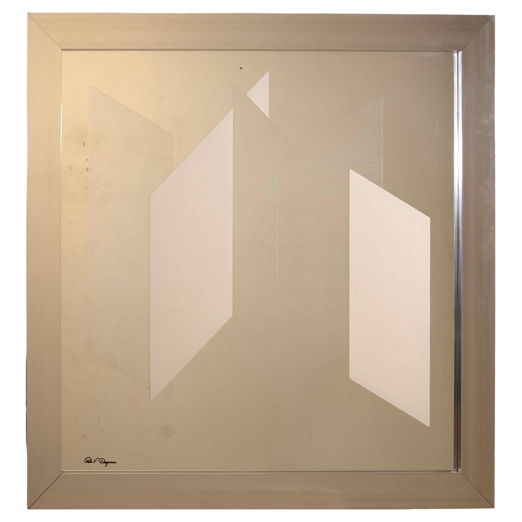 Greg Copeland #633 Signed Modern Geometric Op Art Space Age Mirror Framed 1970s