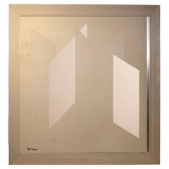 Greg Copeland #633 Signed Modern Geometric Op Art Space Age Mirror Framed 1970s