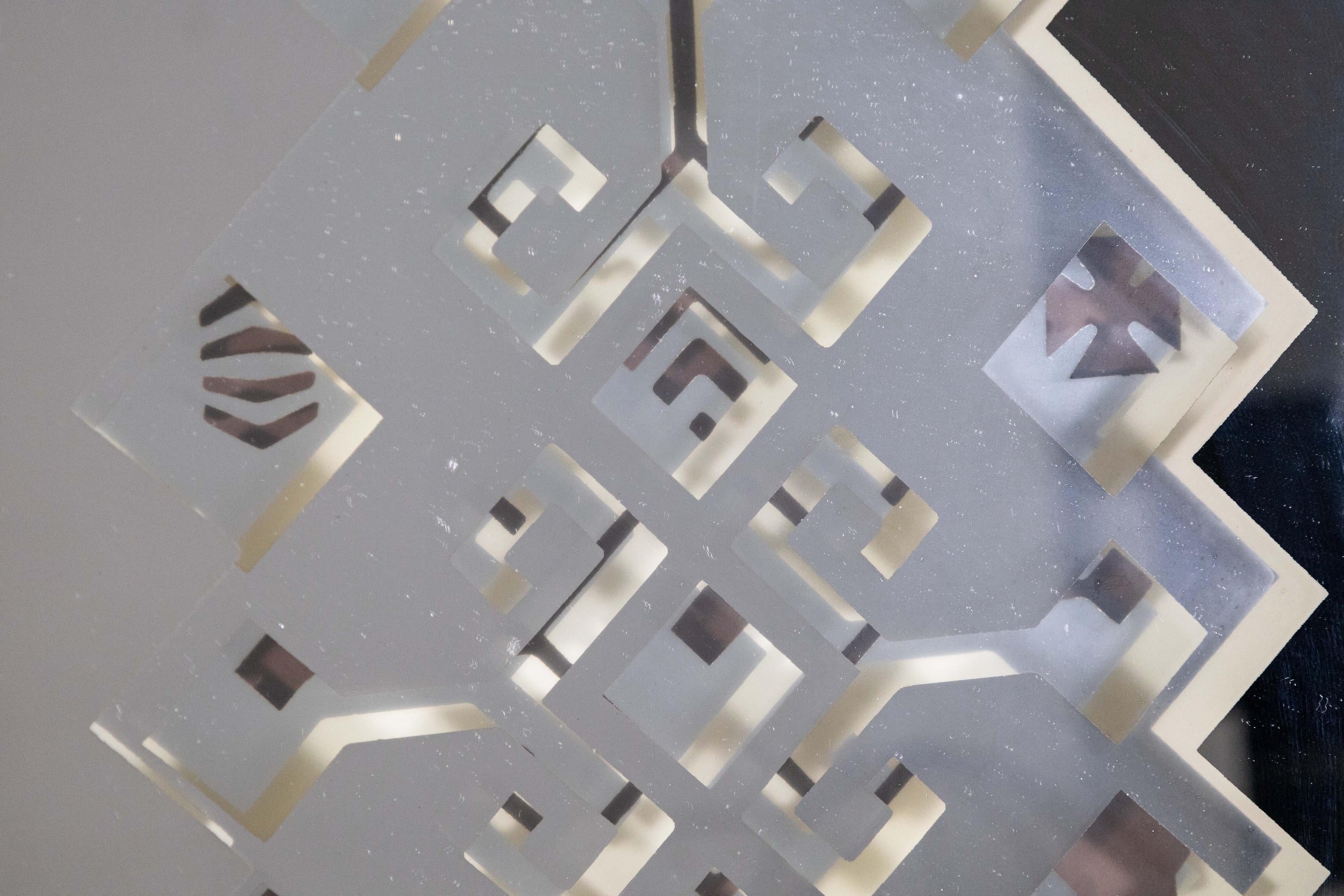 Americano Specchio astratto geometrico di Greg Copeland Op Art Mid Century Modern Incorniciato 1973 in vendita