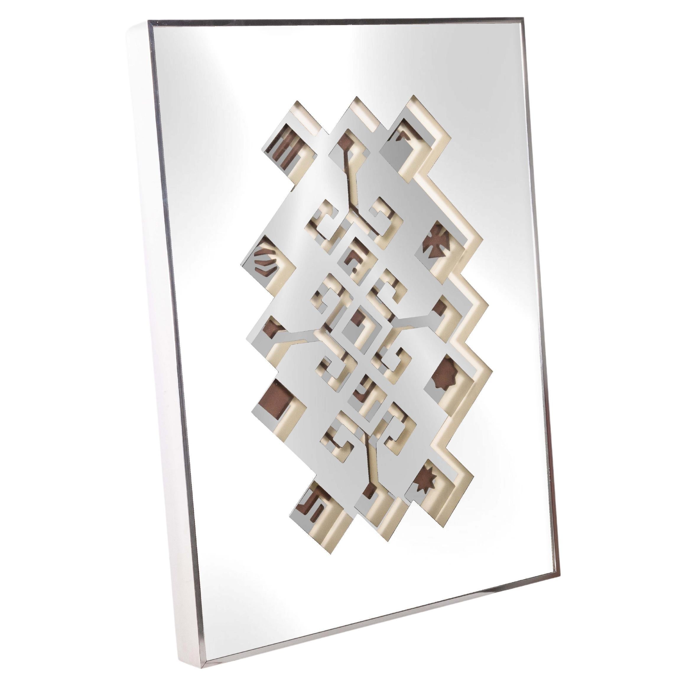 Greg Copeland Op Art Geometric Abstract Mirror Mid Century Modern Framed 1973