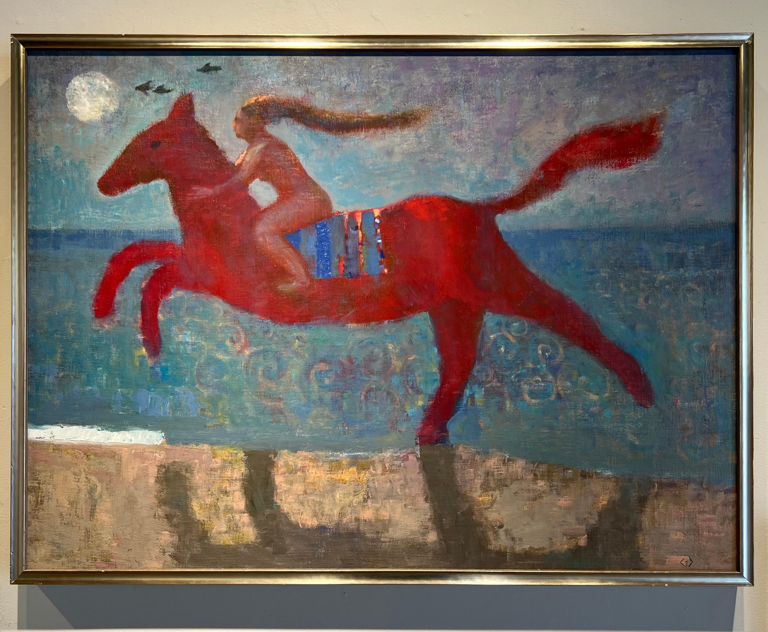 Animal Painting de Greg Decker - Jinete junto al mar