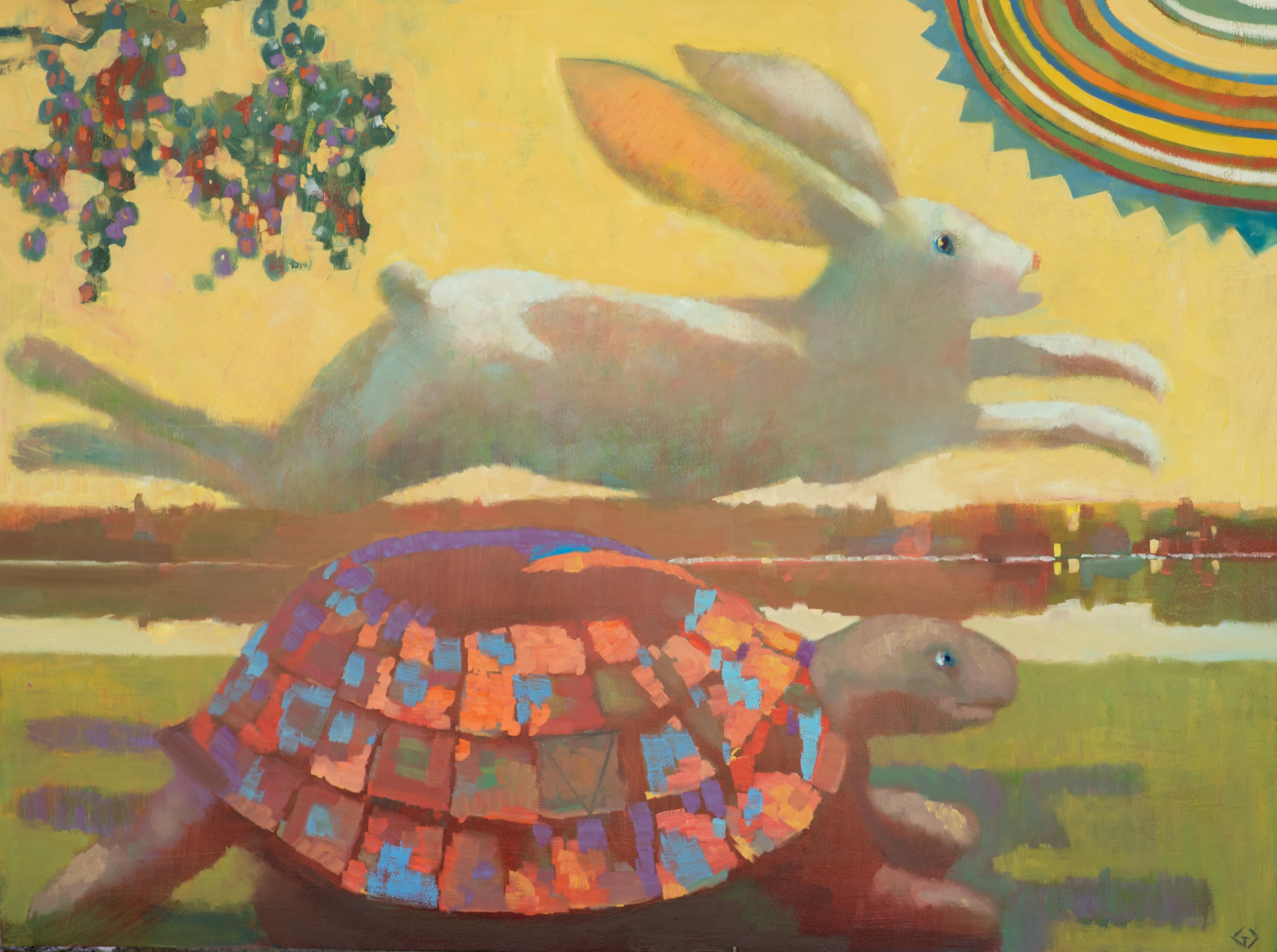 Greg Decker Animal Painting - The Tortoise and the Hare