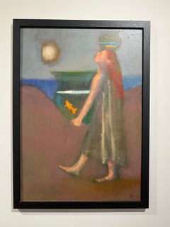 Femme avec un bol à poisson