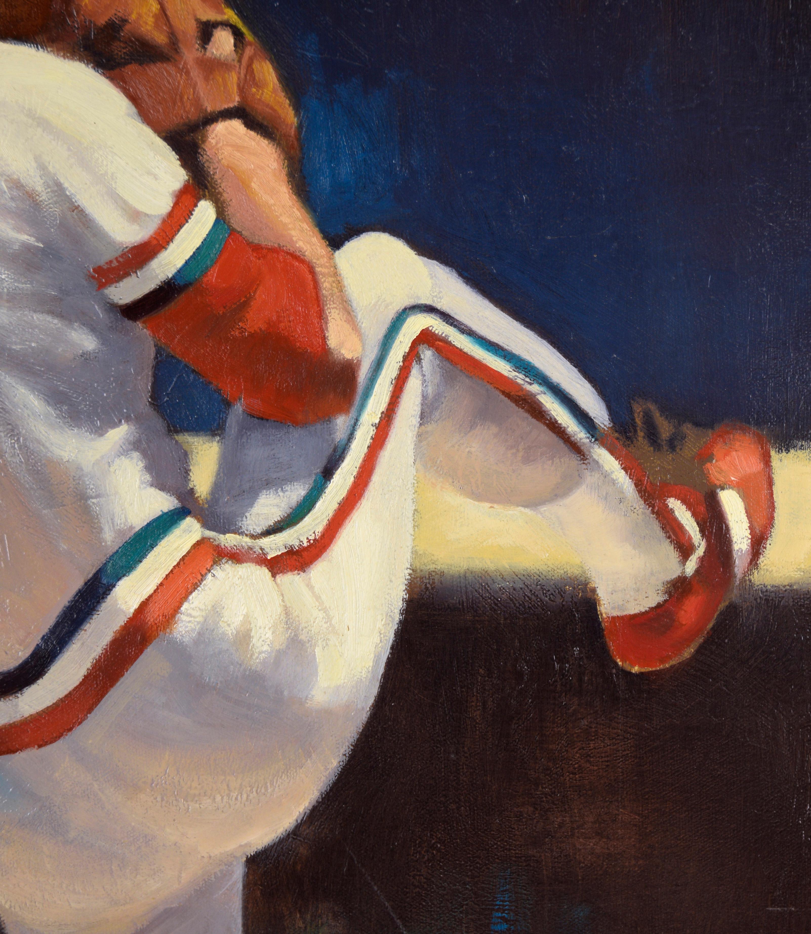 Joe Magrane Pitching for the St Louis Cardinals - Figurative Sports Painting im Angebot 1