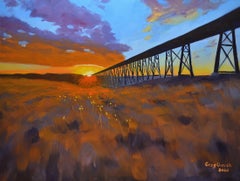 Lethbridge Sunset, Painting, Oil on Canvas