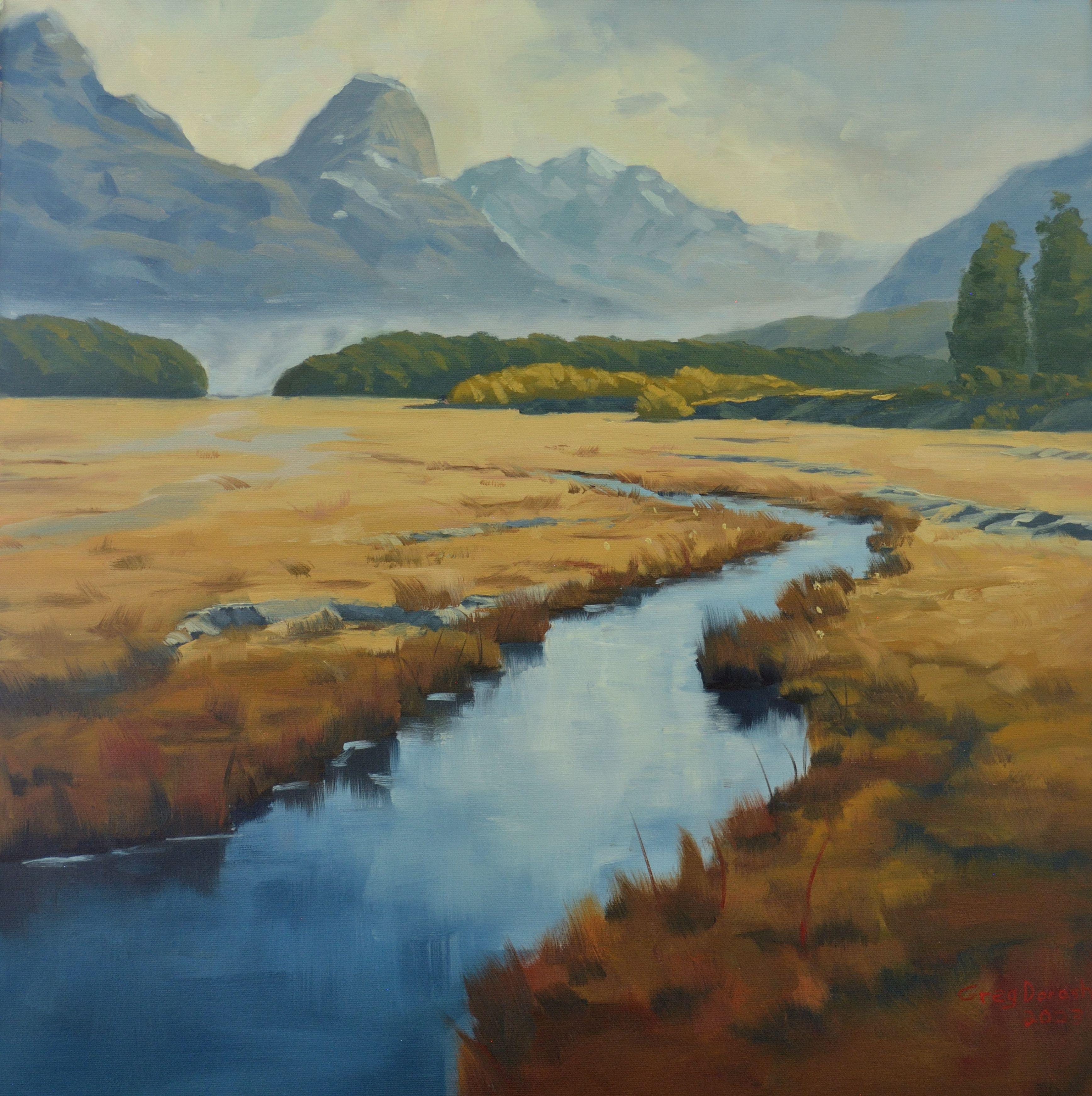 Paradise Valley NZ, Gemälde, Öl auf Leinwand – Painting von Greg Dorosh