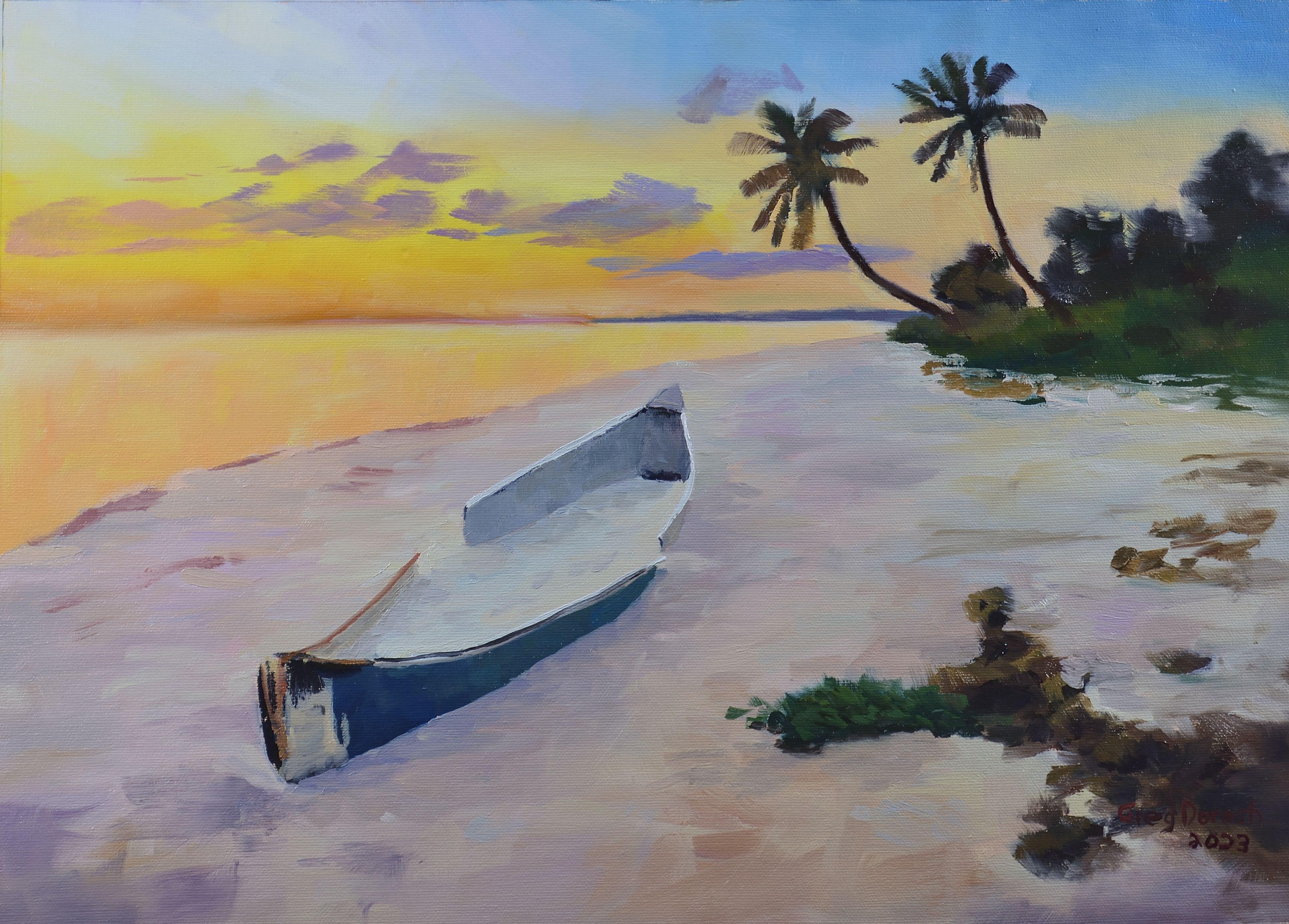 Paz al atardecer, Pintura, Óleo sobre lienzo - Painting de Greg Dorosh