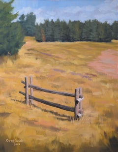 Rustic Fence, Painting, Oil on Canvas