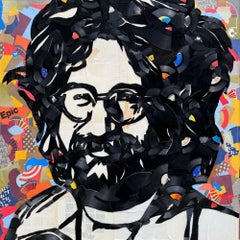 Jerry Garcia, Grateful Dead, Mixed Media Artwork, Framed, 48 x 48 inches