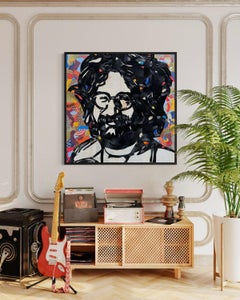 Jerry Garcia, Grateful Dead, Mixed Media Artwork, Framed, 48 x 48 inches