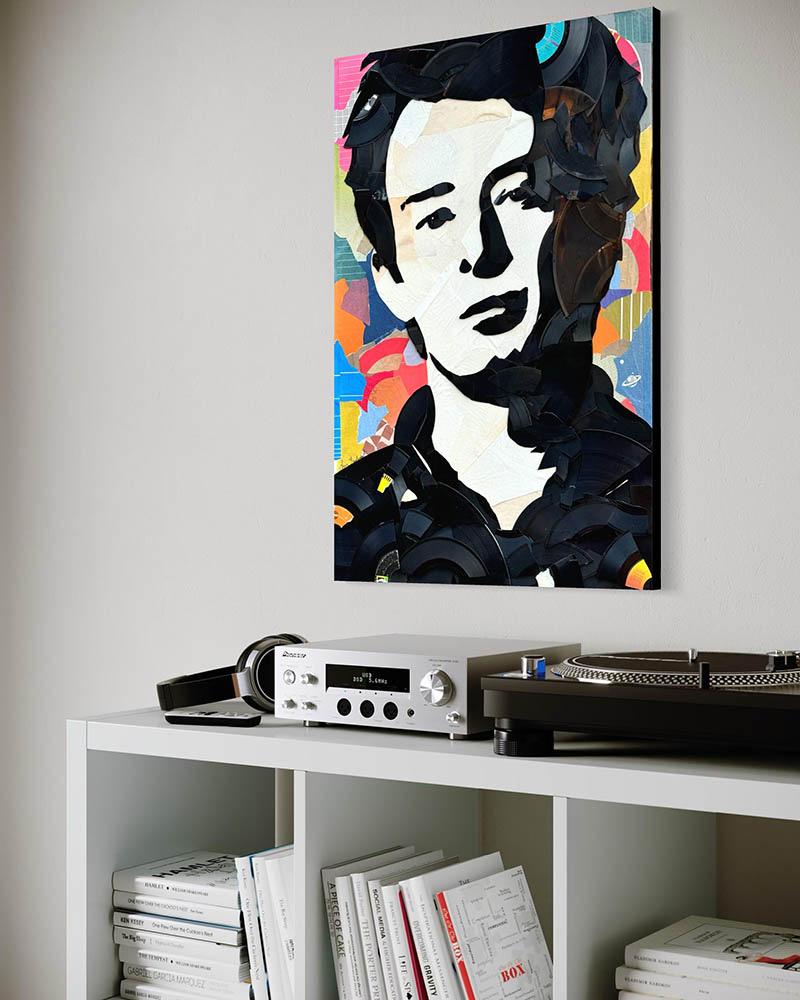 Original-Kunstwerk 

Kreiert aus unspielbaren Schallplatten und deren Verpackung auf Leinwand

Größe 20 x 30 Zoll

