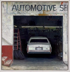 "Auto Service" (2025) par Greg Gandy, peinture à l'huile originale