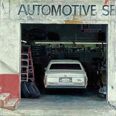 "Auto Service" (2025) par Greg Gandy, peinture à l'huile originale