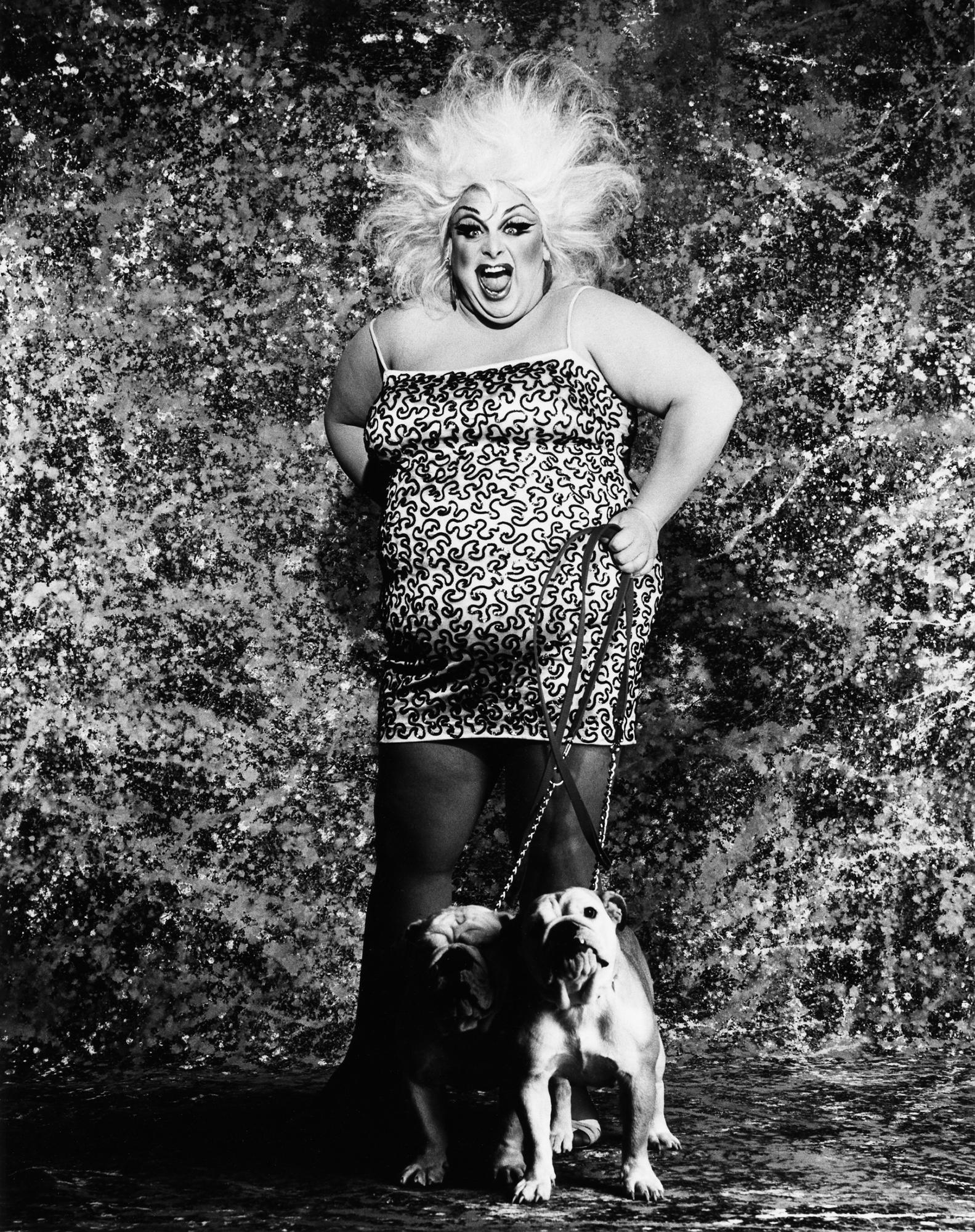 Greg Gorman Black and White Photograph - Divine and Bulldogs, 16x20, 21st Century, Contemporary, Celebrity, Photography