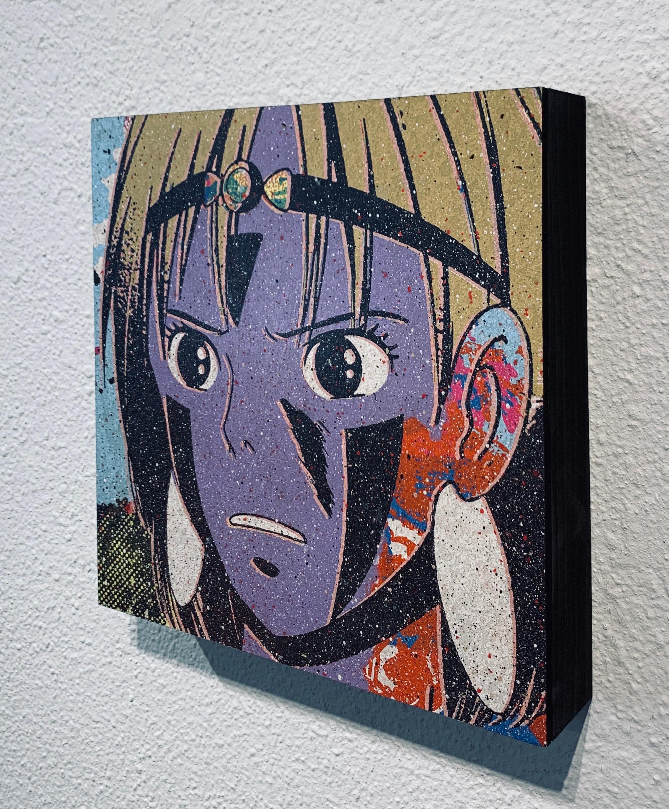 San #7 & #8 Diptych, Japanese Anime Princess Mononoke - Gray Figurative Painting by Greg Gossel
