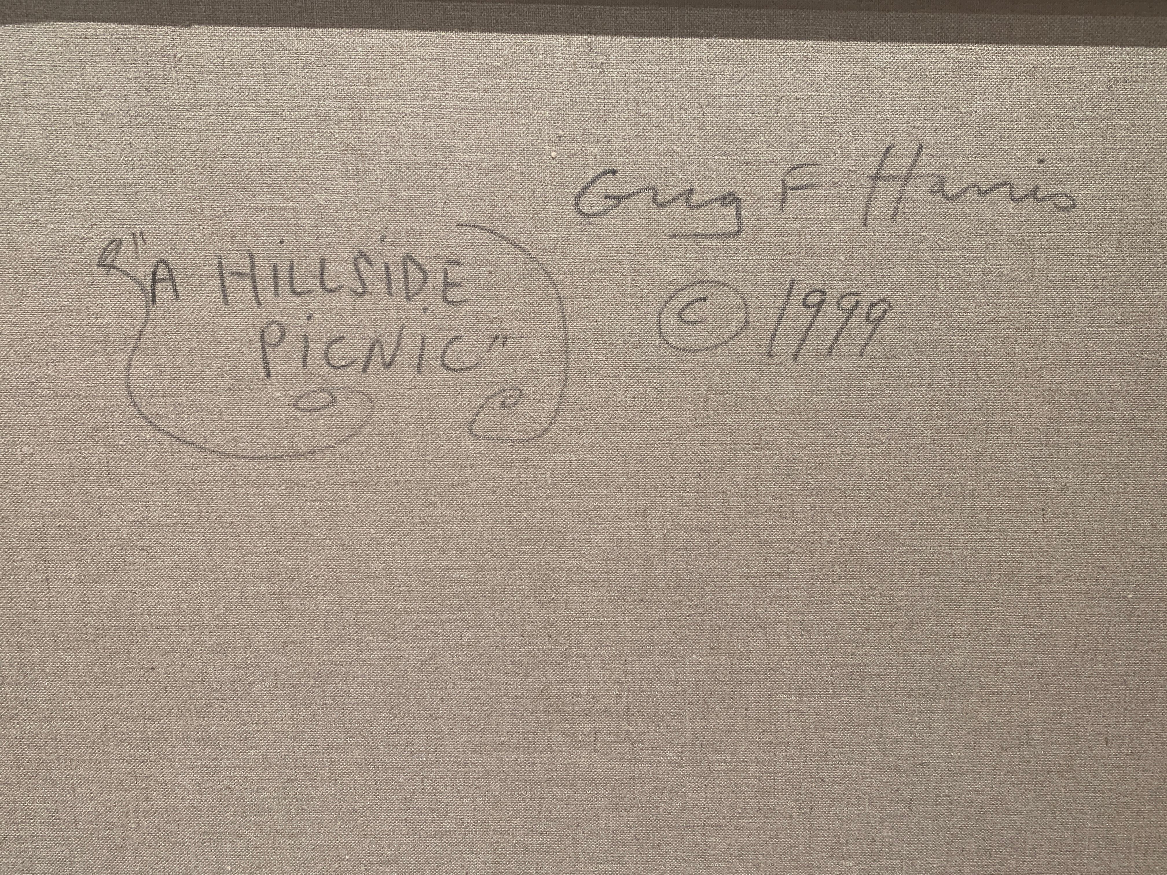 „A Hillside Picnic“, Greg Harris, Original Öl, figürlich, Landschaft, 24x30 Zoll. im Angebot 5