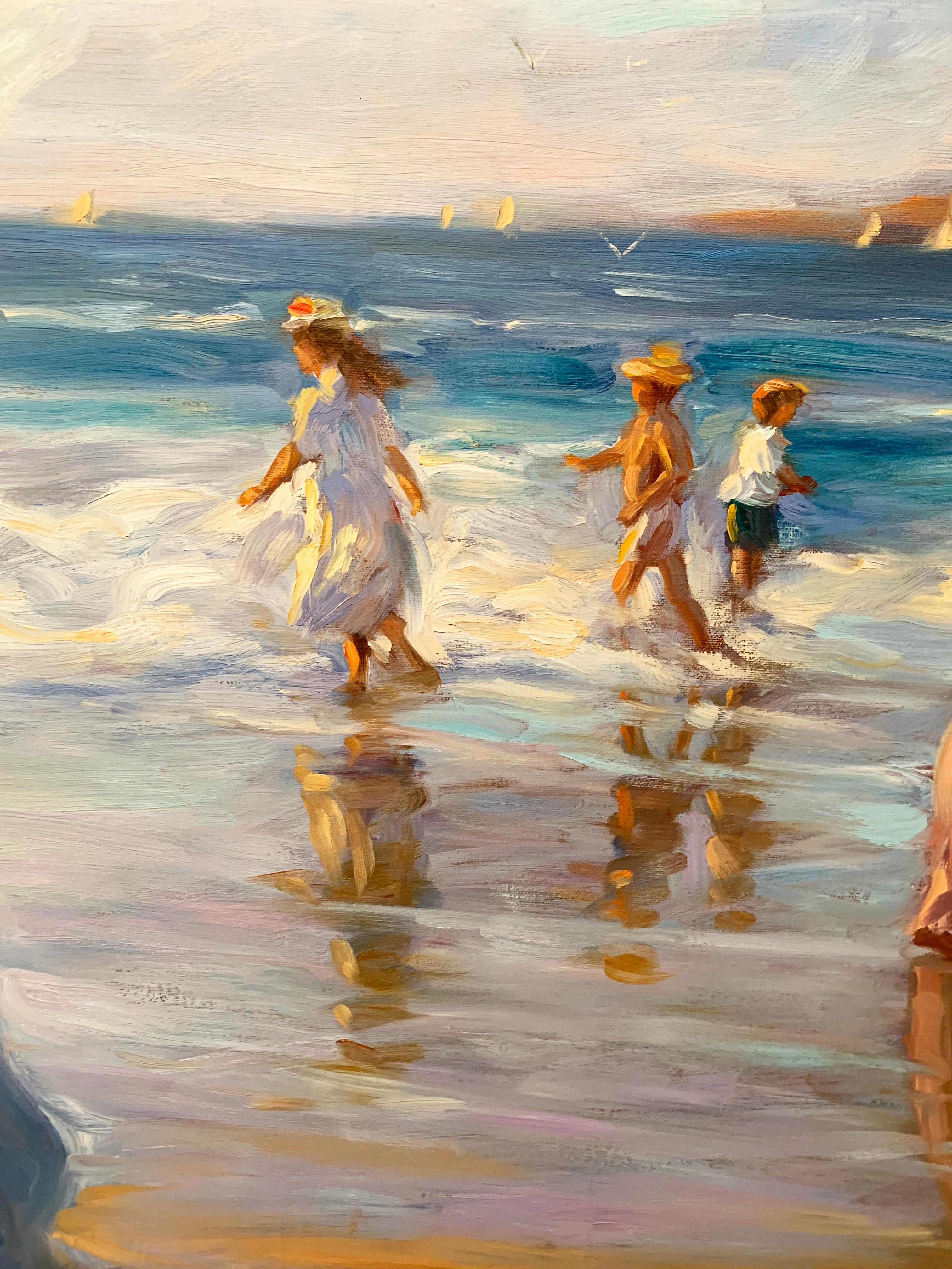 „On The Beach“, Greg Harris, Original Öl, figurativ, Landschaft, 36x48 in. im Angebot 4