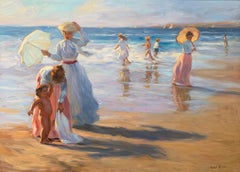 "On The Beach", Greg Harris, huile originale, figuratif, paysage, 36x48 in.