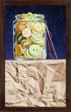 "Buttons on Paper" Realistic Buttons Still Life Painting