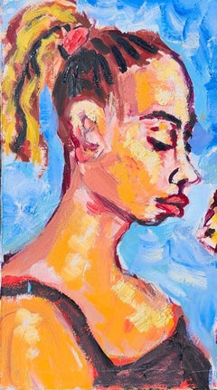 Girl and Dog, Contemporary Oil Painting on Canvas by Greg Kessler