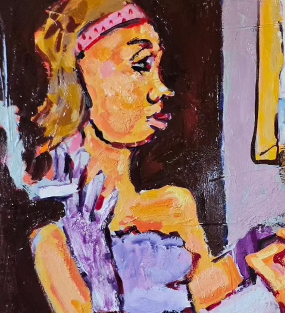 Le Bar Tabac, Zeitgenössisches Ölgemälde auf Leinwand von Greg Kessler im Angebot 2