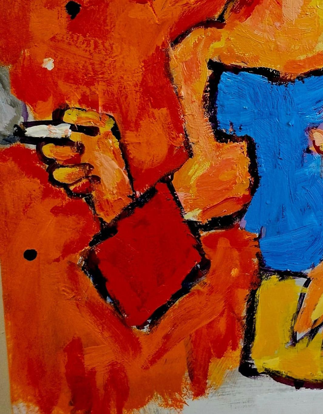 Sala de lectura, Pintura al óleo contemporánea sobre lienzo de Greg Kessler en venta 2