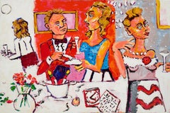 La recepción 2, Pintura al óleo contemporánea sobre lienzo de Greg Kessler