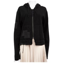 Greg Lauren Felpa con cappuccio con design a toppe nere taglia XXL