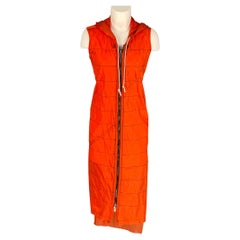 Used GREG LAUREN Size XS Orange Contrast Stitch Zip Up & Hood Parachute Quilted Vest