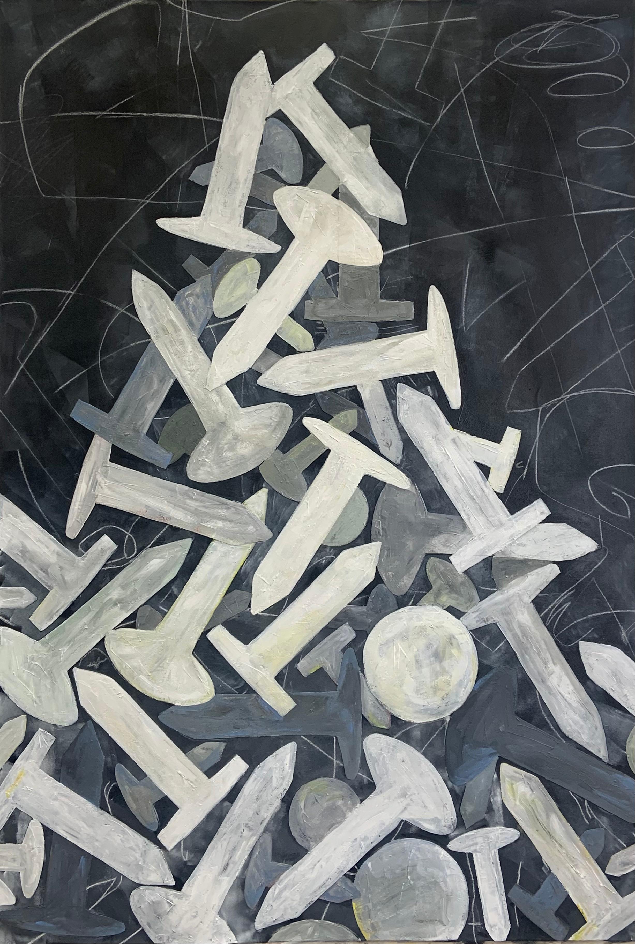 Greg Ludlow, Pila de Clavos, Acrylic and Pencil on Canvas, 2021