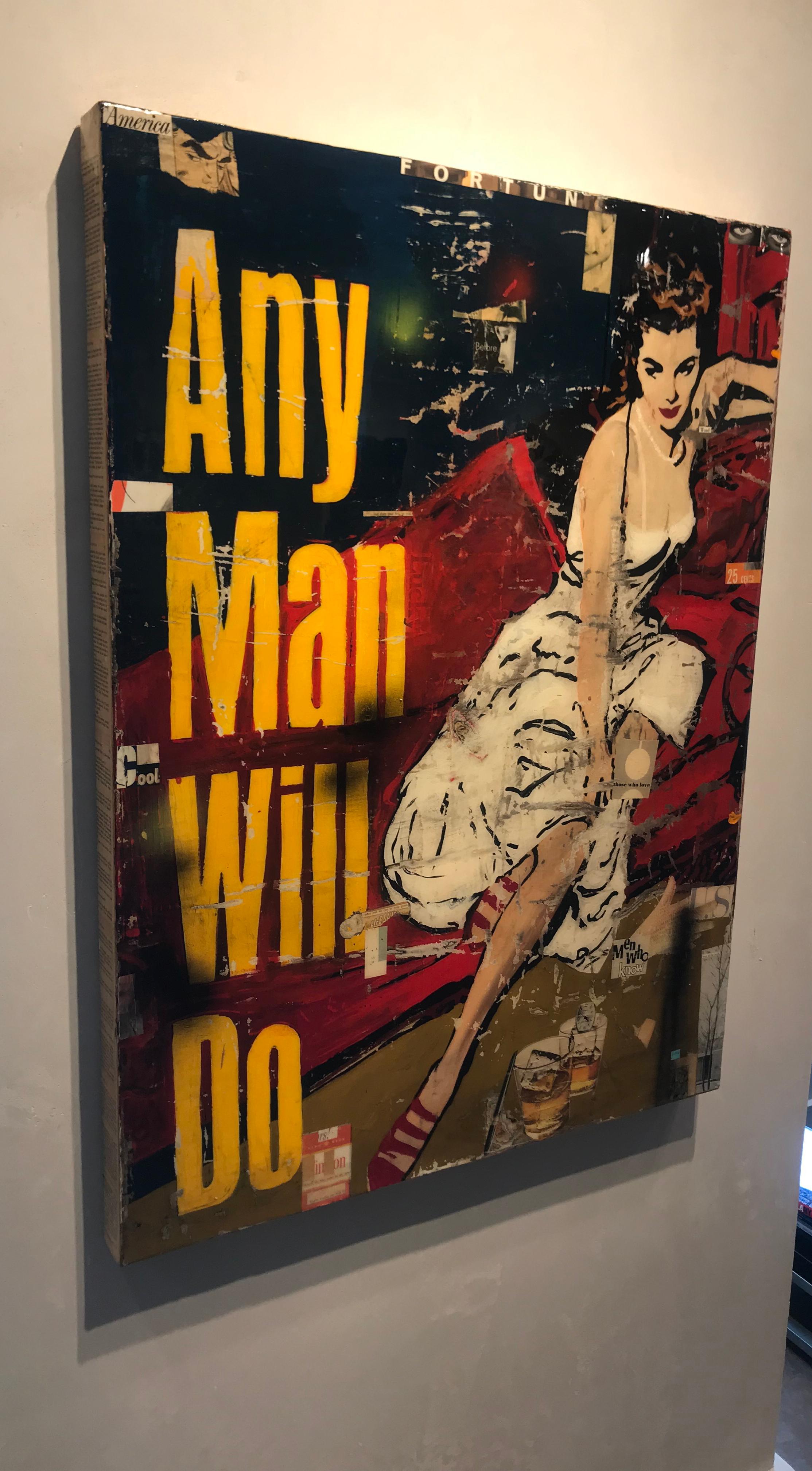 Any Man Will Do-40 x 30 inch Neo-Pop mixed media collage and painting 1
