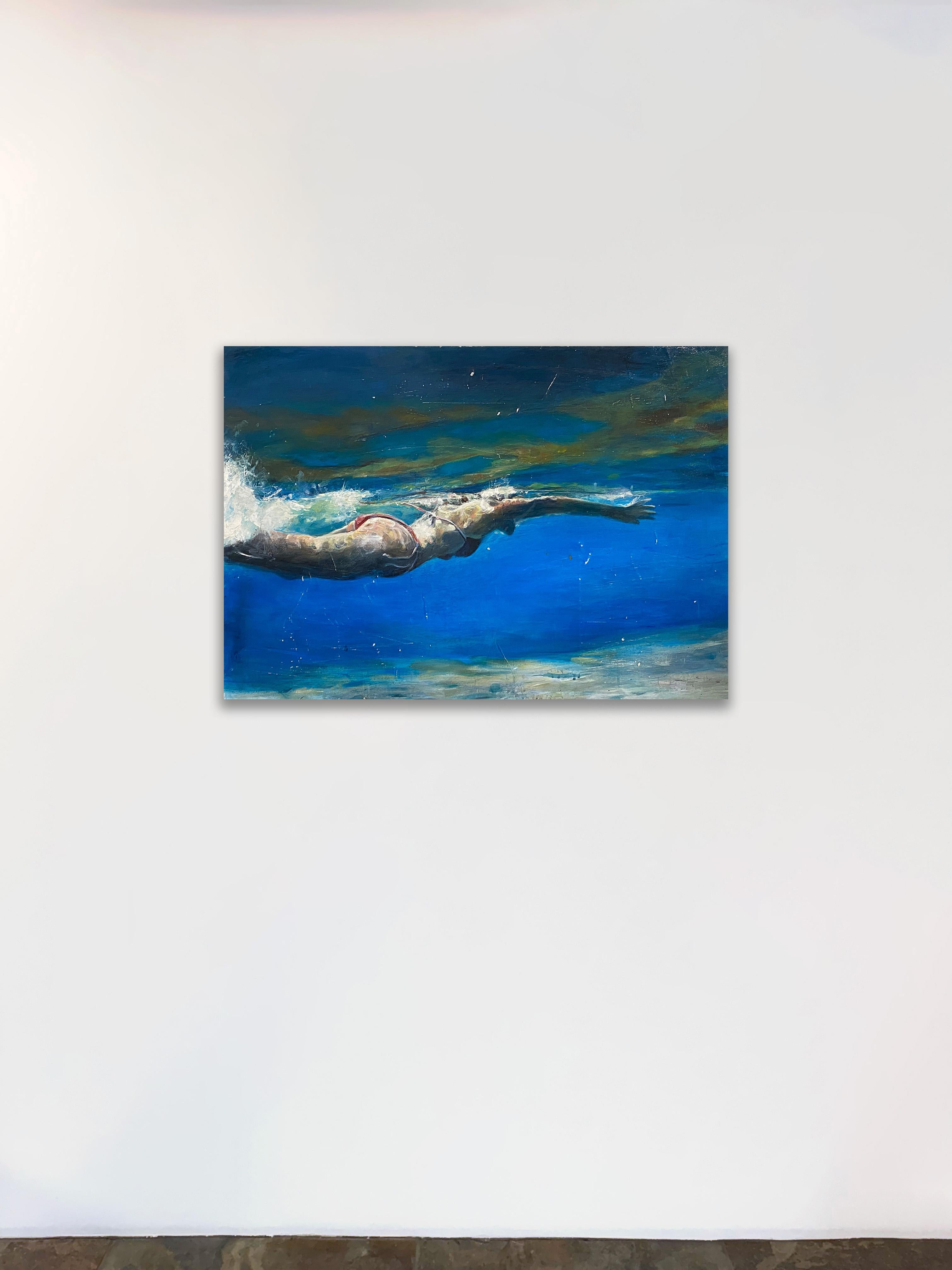 Bayside_Greg Miller_Acryl/Collage_Figurativ/Schwimmer/Wasserlandschaft im Angebot 1