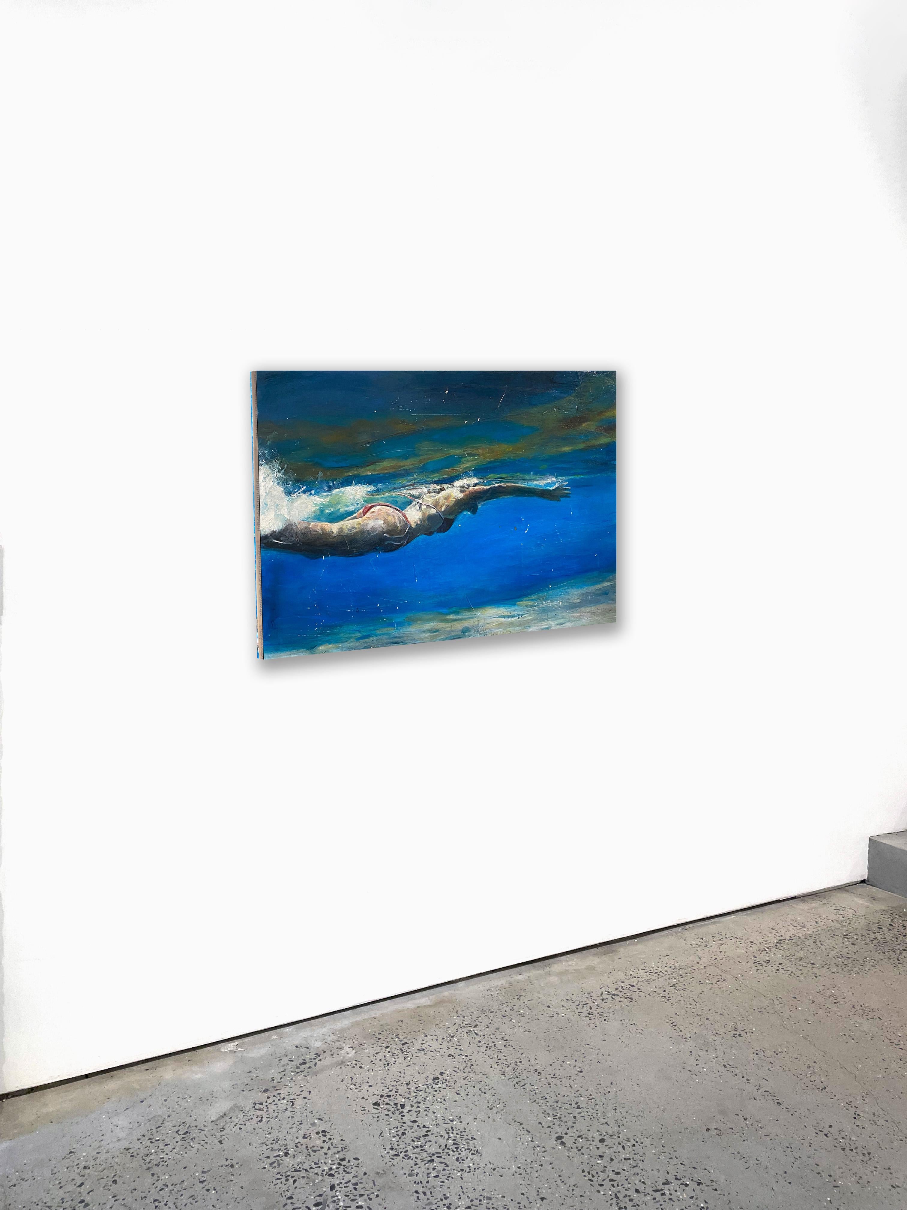 Bayside_Greg Miller_Acryl/Collage_Figurativ/Schwimmer/Wasserlandschaft im Angebot 2